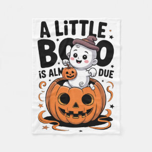 Little Boo Is Almost Due Cute Halloween Pregnancy  Fleece Blanket