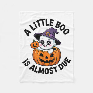 Little Boo Is Almost Due Cute Halloween Pregnancy  Fleece Blanket
