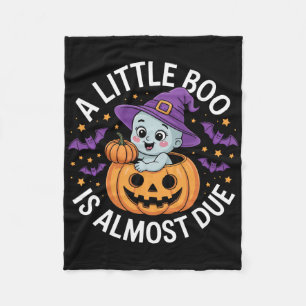 Little Boo Is Almost Due Cute Halloween Pregnancy  Fleece Blanket