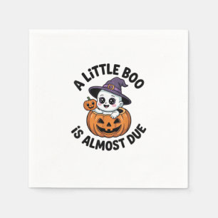 Little Boo Is Almost Due Cute Halloween Pregnancy  Napkin