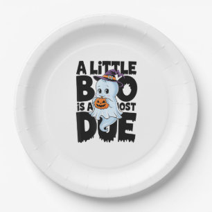 Little Boo Is Almost Due Cute Halloween Pregnancy Paper Plate