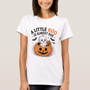 Little Boo Is Almost Due Cute Halloween Pregnancy T-Shirt