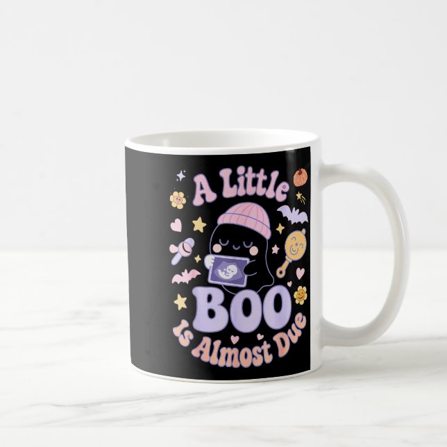 Little Boo Is Almost Due Fun Halloween Cute Pregna Coffee Mug (Right)