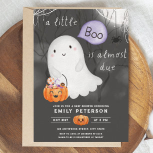 Little Boo is Almost Due   Halloween Baby Shower Invitation