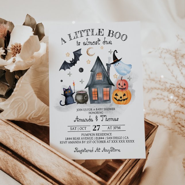 Little Boo Is Almost Due Halloween Baby Shower  Invitation (Creator Uploaded)