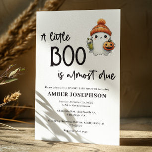 Little Boo is Almost Due Halloween  Baby Shower Invitation