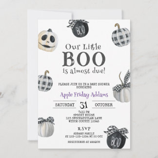 Little BOO is almost due, Halloween Baby Shower Invitation