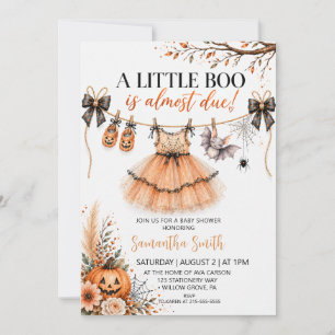 Little Boo Is Almost Due Halloween Baby Shower Invitation