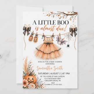 Little Boo Is Almost Due Halloween Baby Shower Invitation