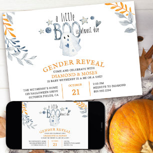 Little Boo is Almost Due Halloween Gender Reveal Invitation