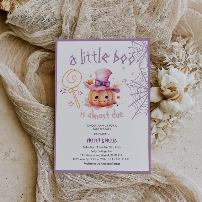 Little boo Is almost due Halloween Girl Shower Invitation (Creator Uploaded)