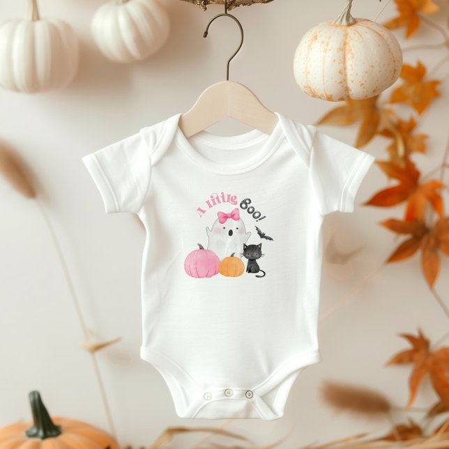 Little Boo is almost due pink baby shower Baby Bodysuit (Creator Uploaded)