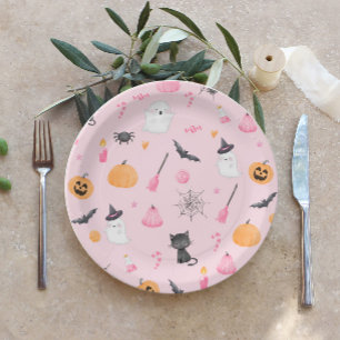 Little Boo is almost due pink baby shower Paper Plate