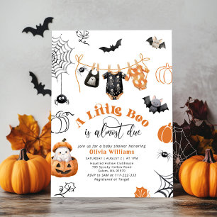 Little Boo is Due Boy Clothesline baby shower Invitation