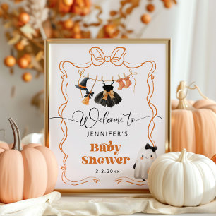 Little Boo is Due clothesline Baby Shower Welcome Poster