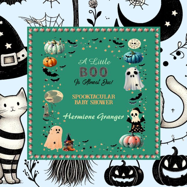 Little BOO Is Due Ghost Pumpkin Spooky Baby Shower Napkin (Little BOO Is Due Ghost Pumpkin Spooky Baby Shower Napkins)