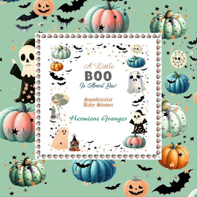 Little BOO Is Due Ghost Pumpkin Spooky Baby Shower Napkin (Little BOO Is Due Ghost Pumpkin Spooky Baby Shower Napkins)