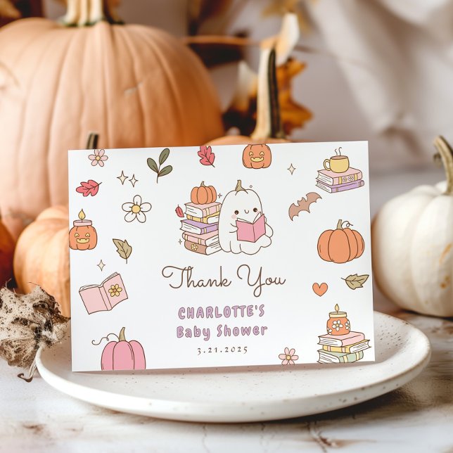 Little Boo is due Lilac cute Baby Shower Thank You Card (Creator Uploaded)