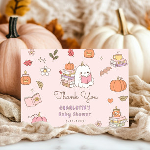 Little Boo is due Pink cute Baby Shower Thank You Card
