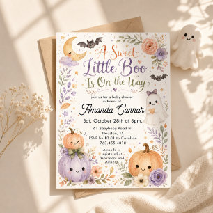 Little Boo Is On The Way Halloween Baby Shower Invitation