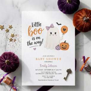 Little Boo Is on the way Halloween Baby Shower Invitation
