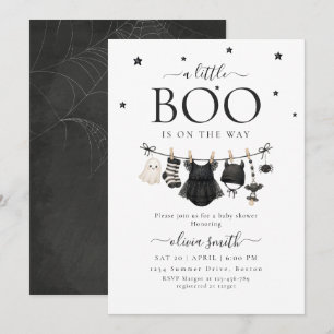 Little Boo Is On the Way Hlloween Baby Shower Invitation