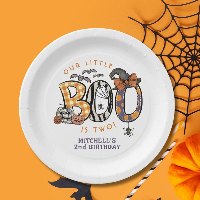 Little Boo Is Two Halloween 2nd Birthday Paper Plate (Creator Uploaded)