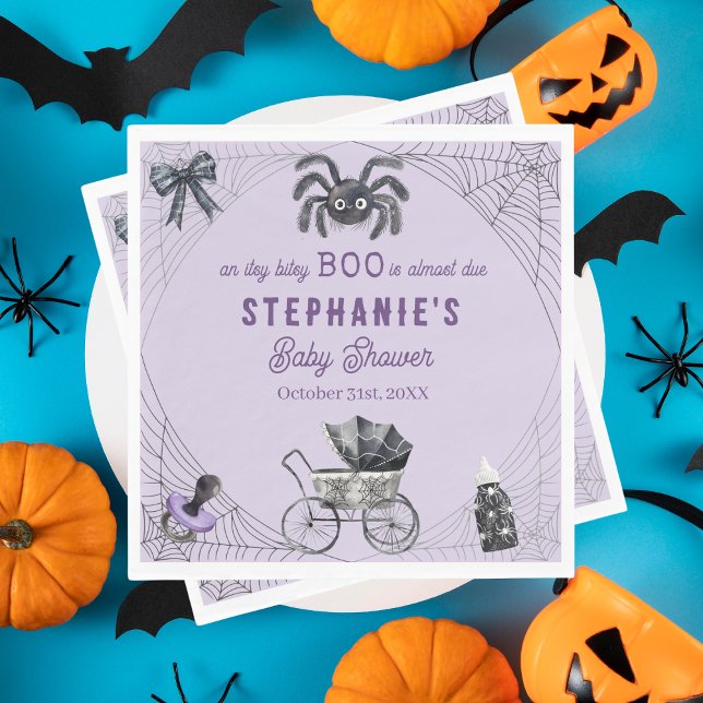 Little Boo Itsy Bitsy Spider Halloween Baby Shower Napkin (Creator Uploaded)