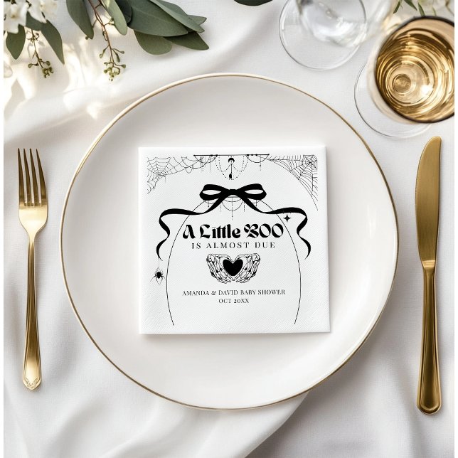 Little Boo Minimal Gothic Halloween Baby Shower Napkin (Creator Uploaded)