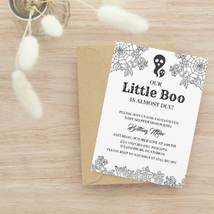 Little Boo Minimalist Halloween Baby Shower  Invitation