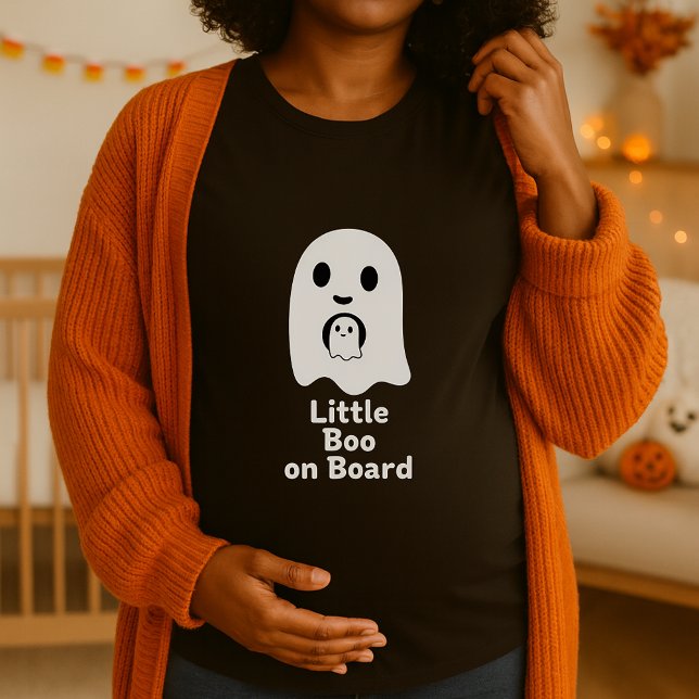 Little Boo on Board Ghost Maternity Halloween T-Shirt (Creator Uploaded)