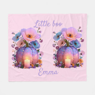 Little Boo Personalised Girl Halloween T-Shirt Fleece Blanket