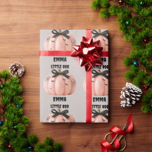 Little Boo Personalised Halloween Pumpkin Wrapping Paper