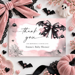 Little Boo Pink Black Bow Thank You Card