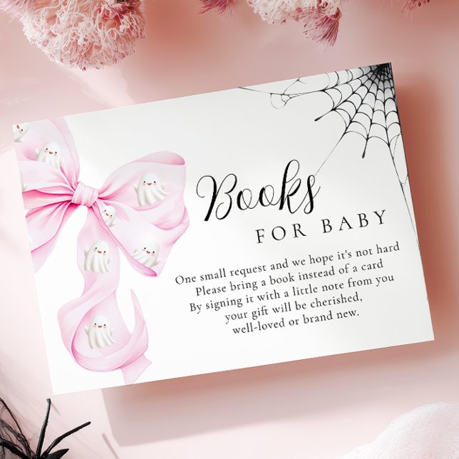 Little Boo PINK Bow Baby Shower Books for Baby Enclosure Card (Creator Uploaded)