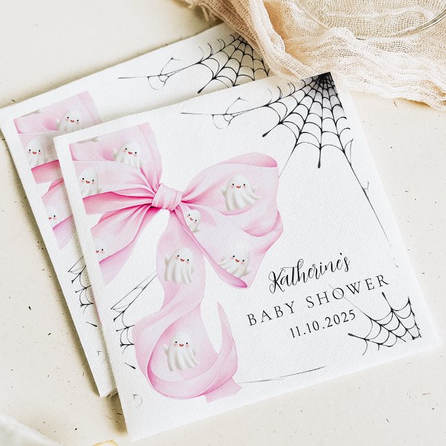 Little Boo PINK Bow Baby Shower Napkin (Creator Uploaded)