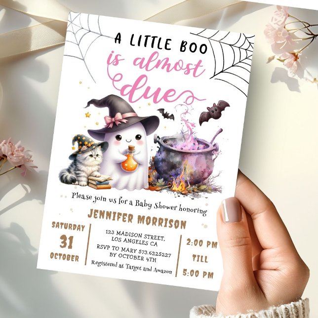 Little Boo Pink Brewing Halloween Baby Shower  Invitation (Creator Uploaded)