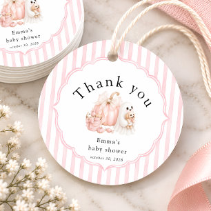 Little Boo Pink Ghost Baby Shower Thank You Favour Tags
