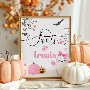 Little Boo pink ghost Halloween Sweets and treats  Poster