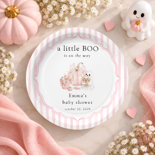 Little Boo Pink Girl Baby Shower Paper Plate