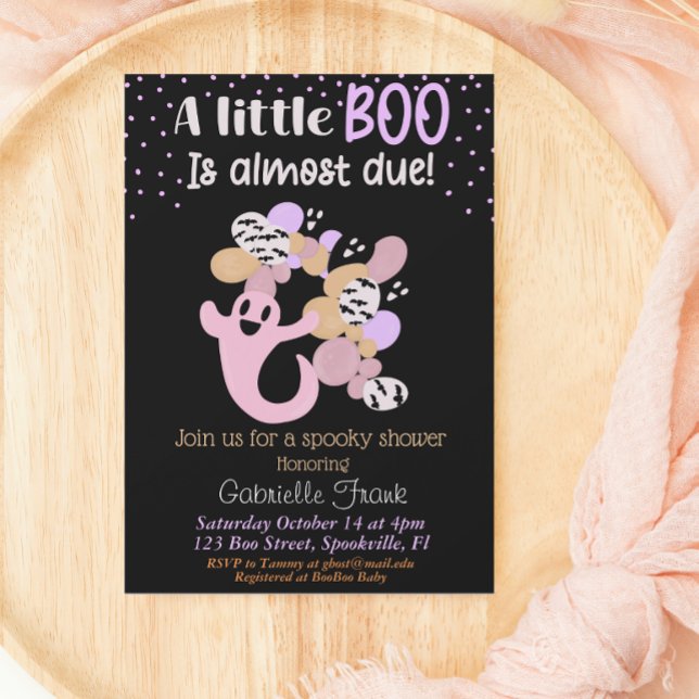 Little Boo Pink Girl Ghost Baby Shower Invitation (Creator Uploaded)