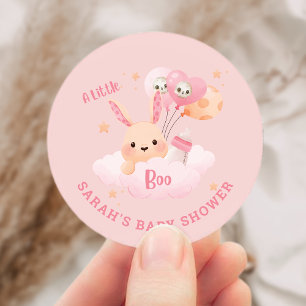 Little Boo Pink Halloween Baby Shower Classic Round Sticker
