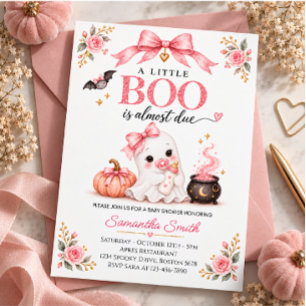 Little Boo Pink Halloween Baby Shower Invitation