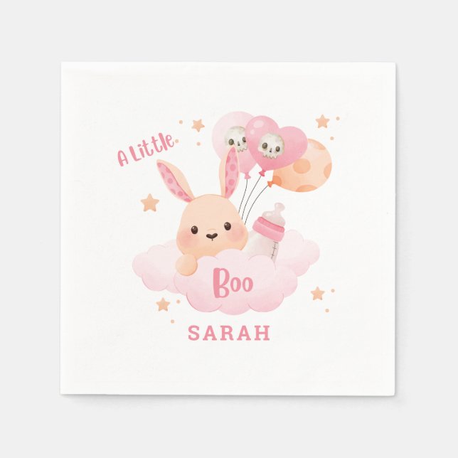 Little Boo Pink Halloween Baby Shower Napkin (Front)
