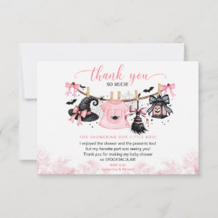 Little Boo Pink Halloween Baby Shower Thank You Card