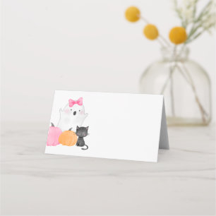 Little Boo pink spooky baby shower thank you Place Card