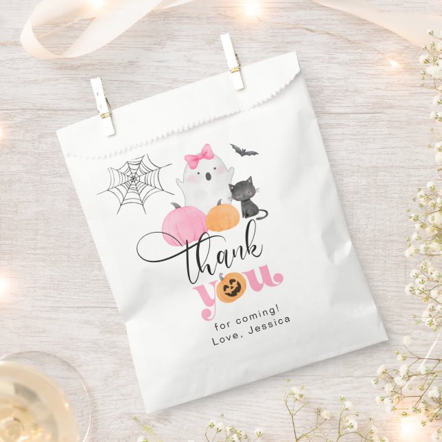Little Boo pink Spooky birthday thank you Favour Bags (Clipped)