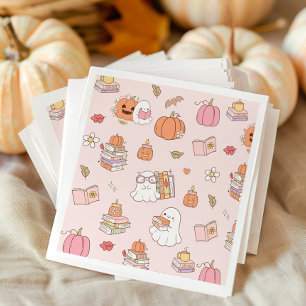 Little Boo Pink Whimsical Books Baby Shower Napkin