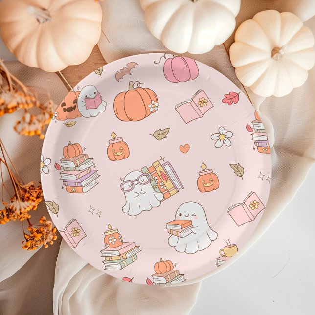 Little Boo Pink Whimsical Books Baby Shower Paper Plate (Creator Uploaded)