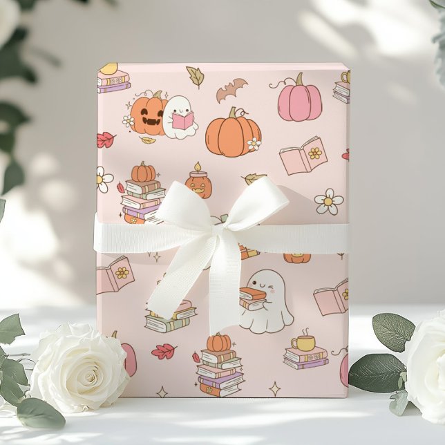 Little Boo Pink Whimsical Books Baby Shower Wrapping Paper (Creator Uploaded)